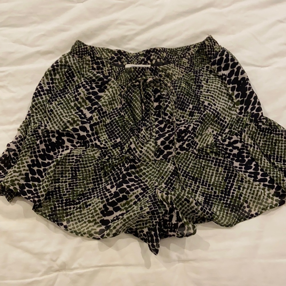 Lavender Brown Ruffled Snakeskin Shorts